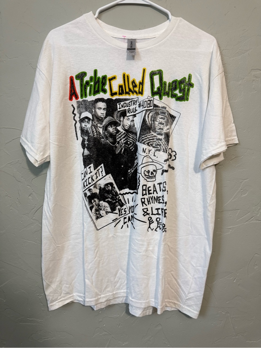 A Tribe Called Quest Retro Style T-Shirt Can I Kick It? White Large Men New NWT